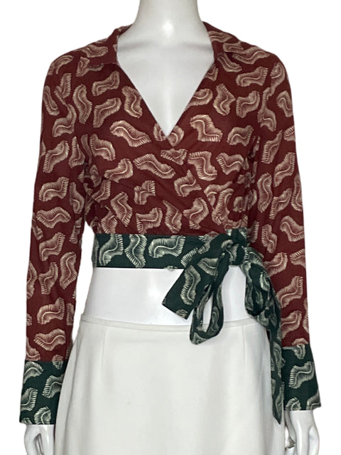 Blusa CrossBody Estampado Marrón-Talla S