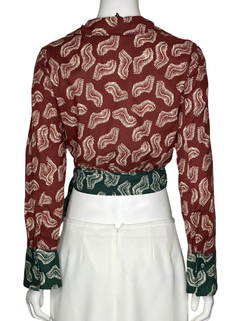 Blusa CrossBody Estampado Marrón-Talla S