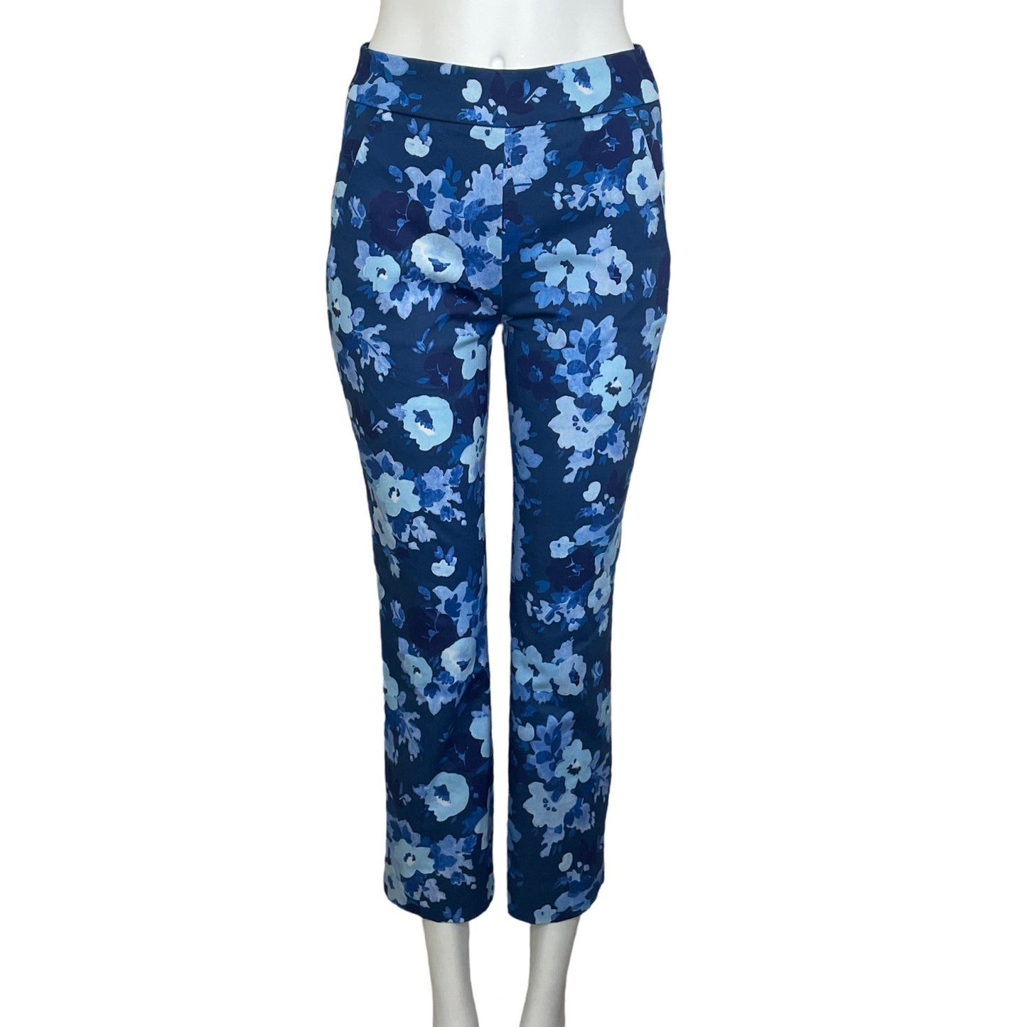 Pantalón J. Crew Floral Skinny Azul-Talla 2