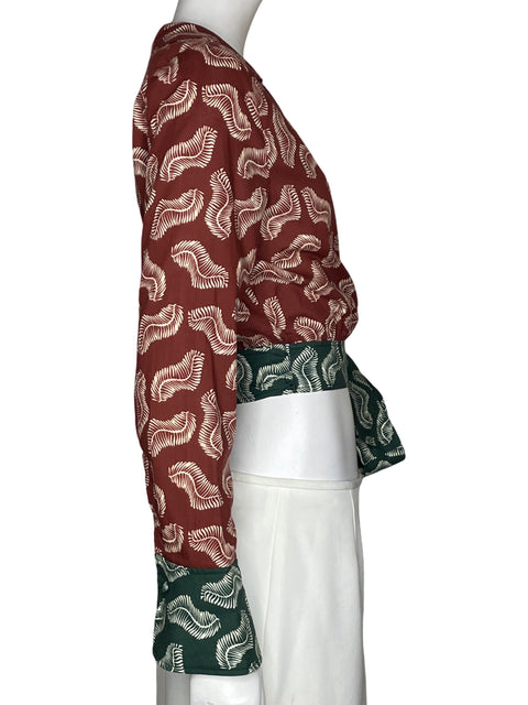 Blusa CrossBody Estampado Marrón-Talla S