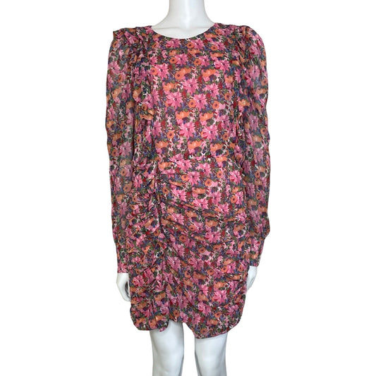 Vestido Zara Floral Vuelos Rosado-Talla L