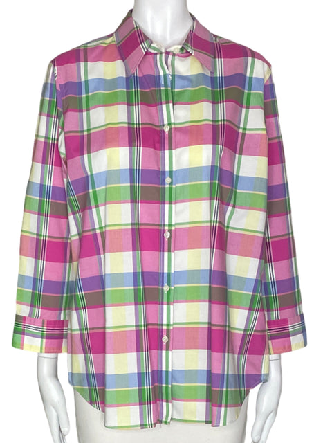 Camisa Chaps Cuadros Rosado- Talla L