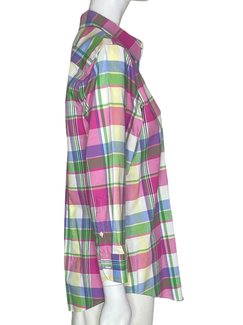 Camisa Chaps Cuadros Rosado- Talla L
