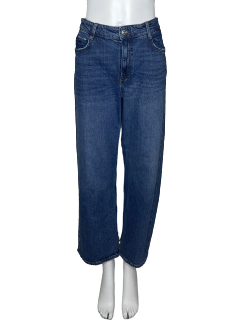 Pantalón Zara Denim Tiro Alto Azul-Talla 10