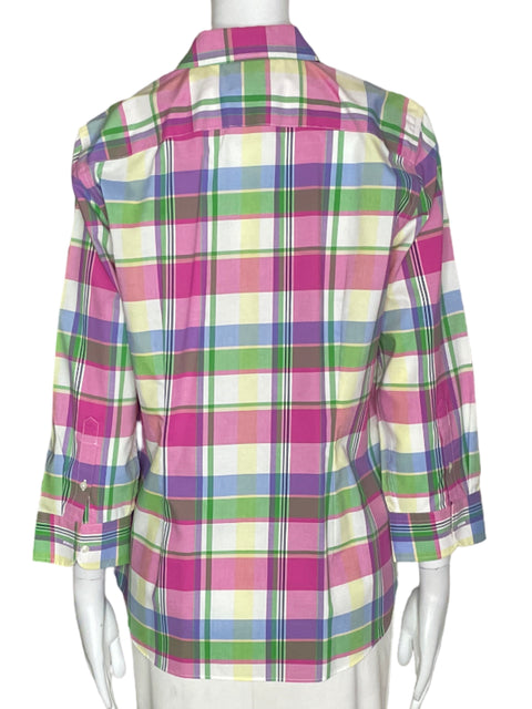 Camisa Chaps Cuadros Rosado- Talla L