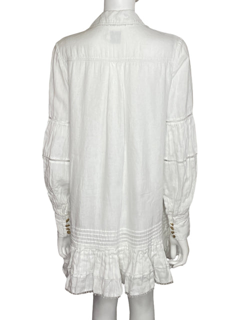 Vestido Aje Camisero Lotus Blanco-Talla 10