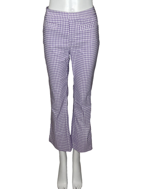 Pantalón MNG Tiro Alto Cuadro Morado-Talla 8