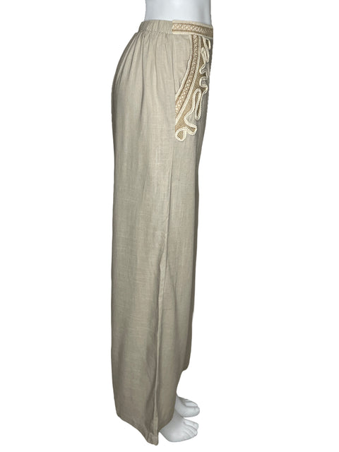 Pantalon Lamassimo Formal Encaje Beige-Talla M