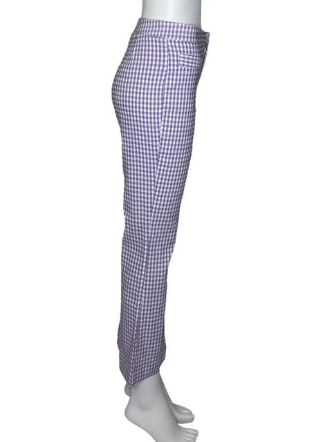 Pantalón MNG Tiro Alto Cuadro Morado-Talla 8