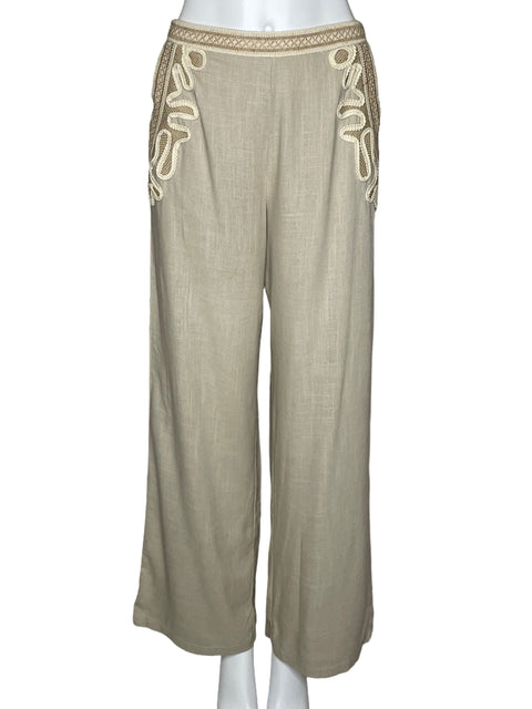 Pantalon Lamassimo Formal Encaje Beige-Talla M