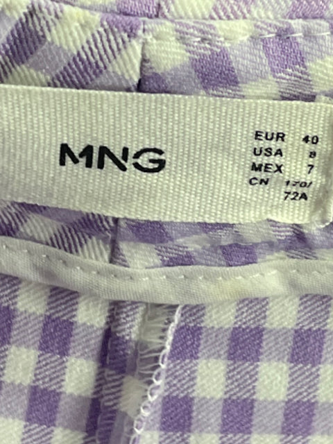 Pantalón MNG Tiro Alto Cuadro Morado-Talla 8