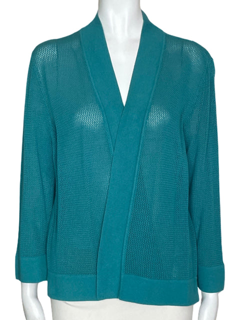 Blazer Kasper Tejido Abierto Azul- Talla 10