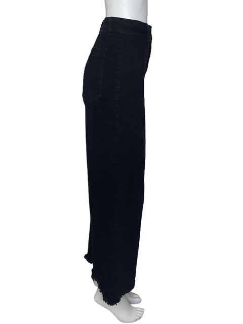 Pantalón MNG Desflecado Recto Negro-Talla 10