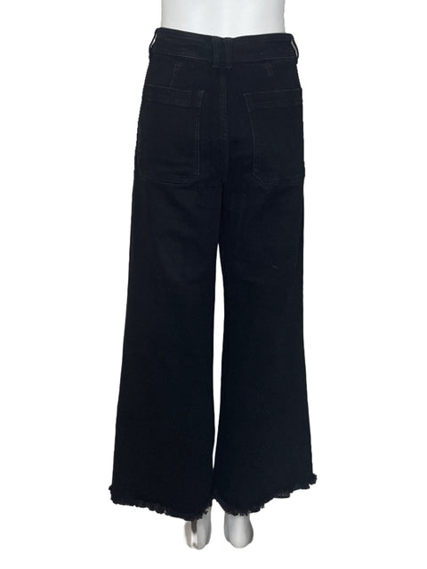 Pantalón MNG Desflecado Recto Negro-Talla 10