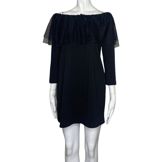 Vestido Via Vai Encaje Hombros Negro-Talla L