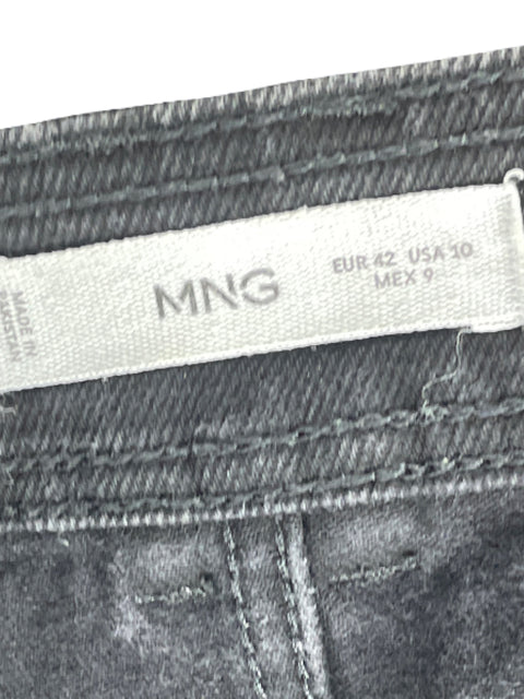 Pantalón MNG Desflecado Recto Negro-Talla 10