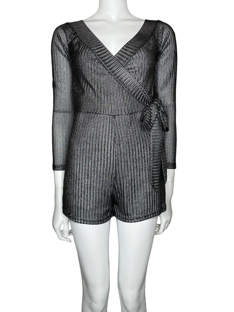 Romper Luxxel Manga Larga Metálico Plateado-Talla M
