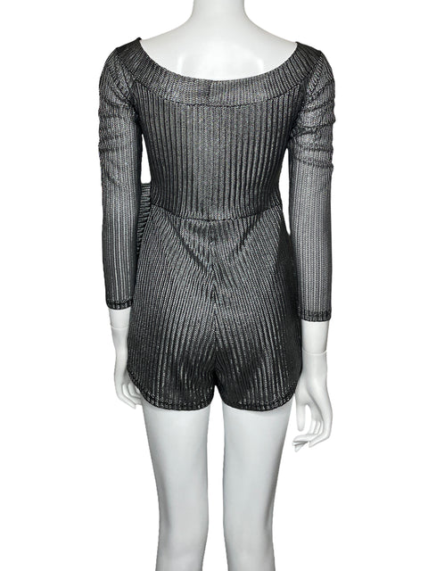 Romper Luxxel Manga Larga Metálico Plateado-Talla M