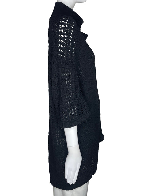 Camisa Zara Tejido Botones Negro-Talla L