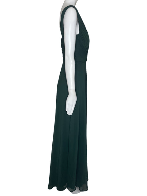 Vestido Thread Drapeado One Shoulder Verde-Talla 2
