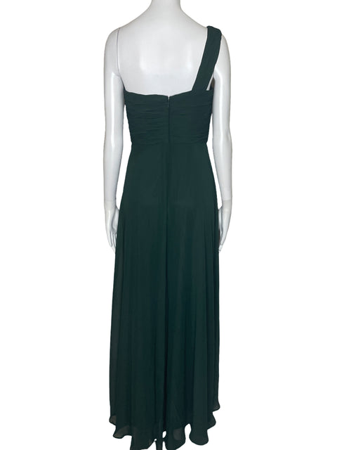 Vestido Thread Drapeado One Shoulder Verde-Talla 2