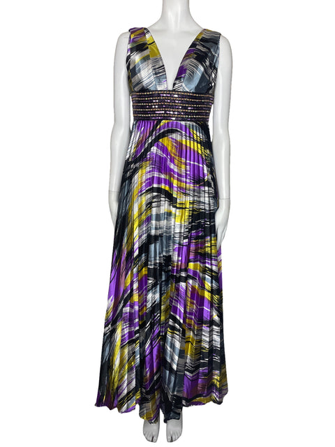 Vestido Aspeed Plizado Lentejuelas Morado-Talla XS