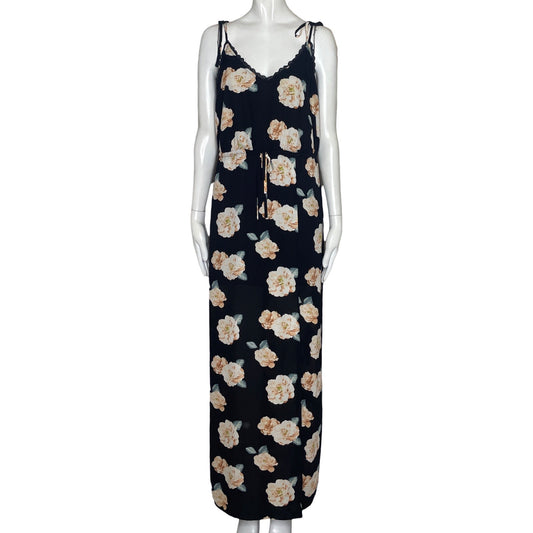 Vestido Forever XXI Flores Negro-Talla M