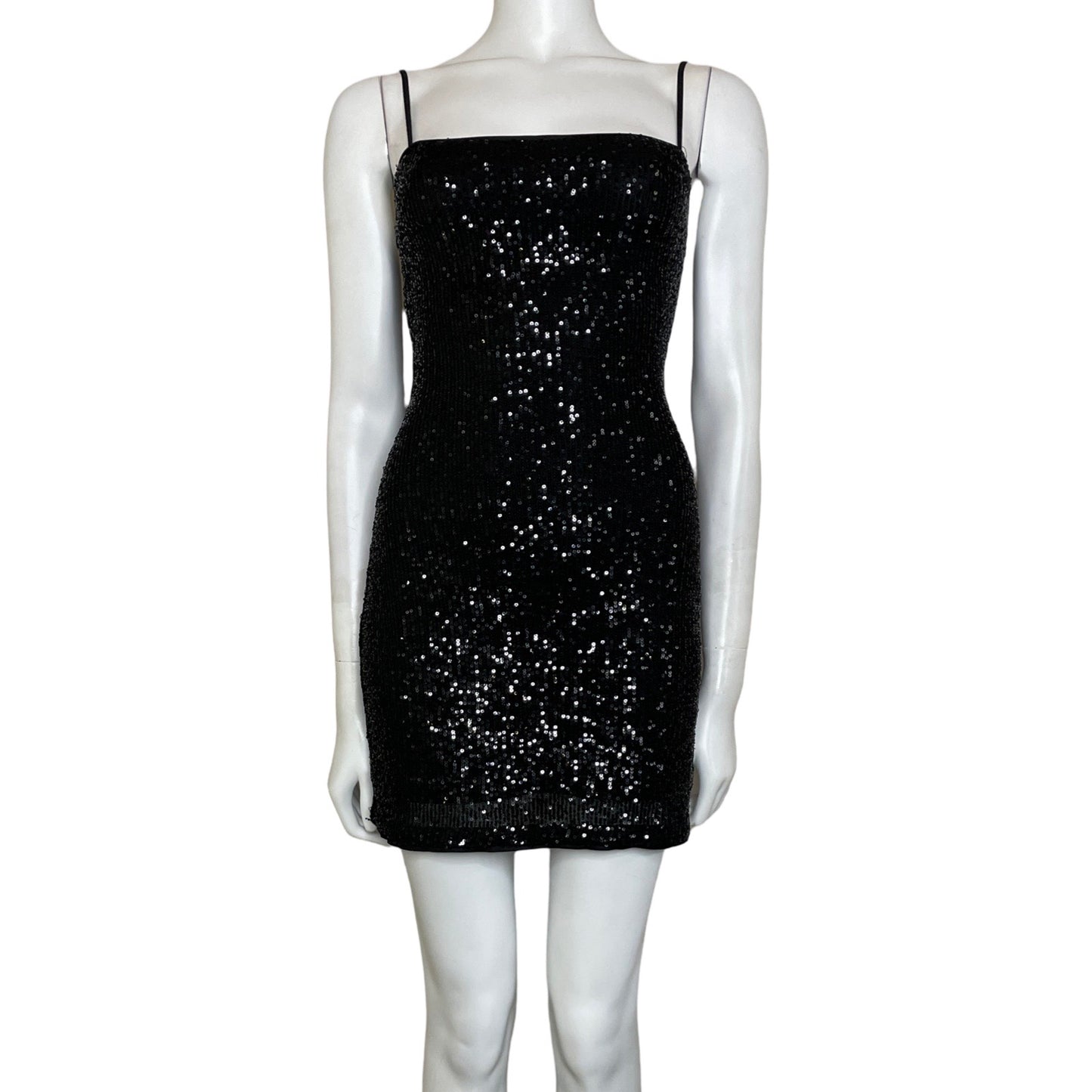 Vestido H&M Tubo Lentejuelas Negro-Talla XS