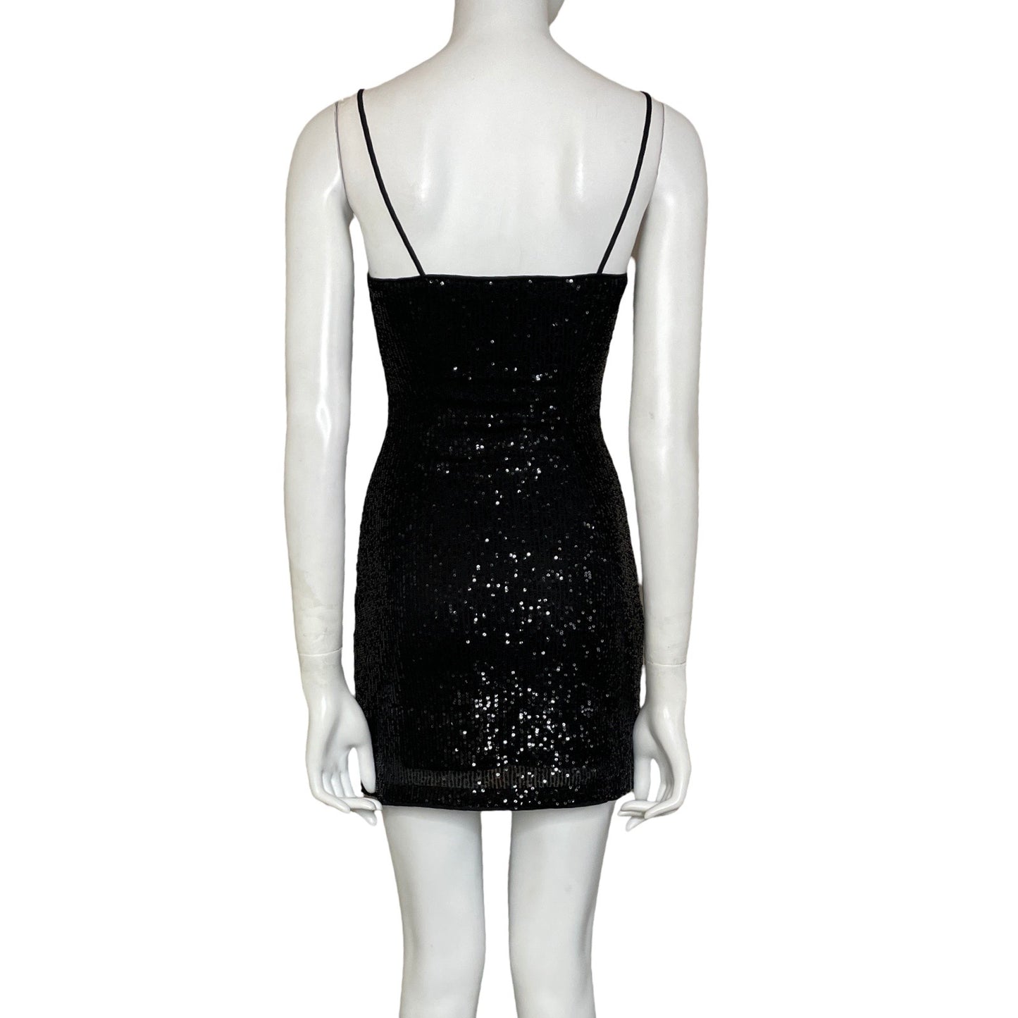 Vestido H&M Tubo Lentejuelas Negro-Talla XS