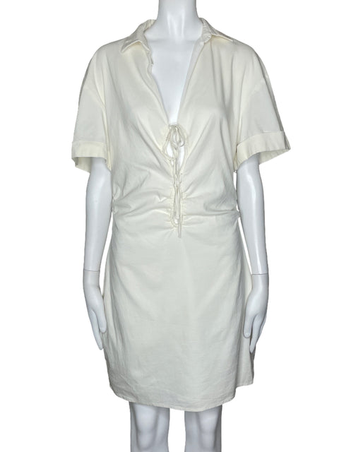 Vestido Zara Lazo Recojido Blanco-Talla XL
