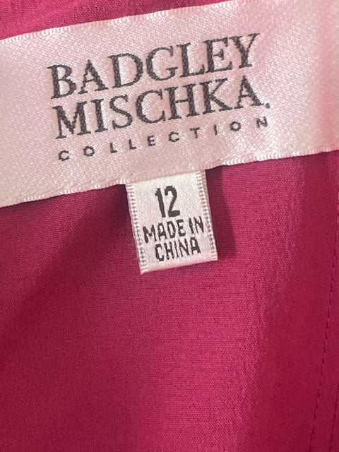 Vestido Badgley Mischka Cocktail Satinado Rosado-Talla 12