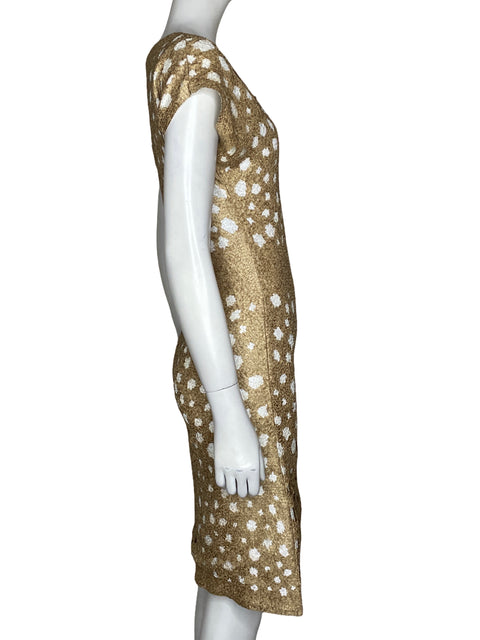 Vestido Adolfo Dominguez Crepe Beige-Talla 38