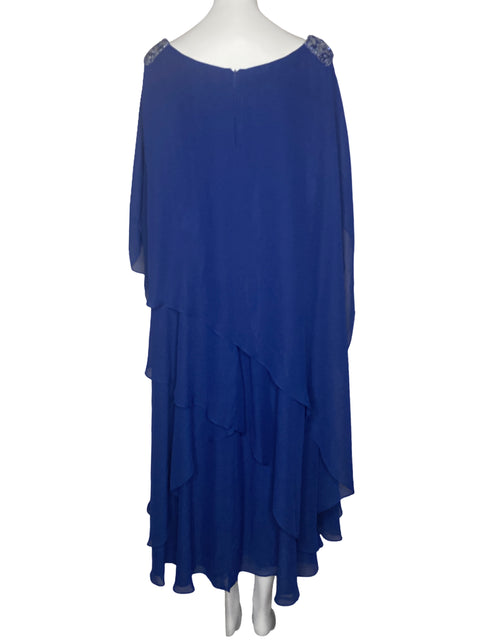 Vestido JJS HOUSE Capa Pedreria Azul-Talla L