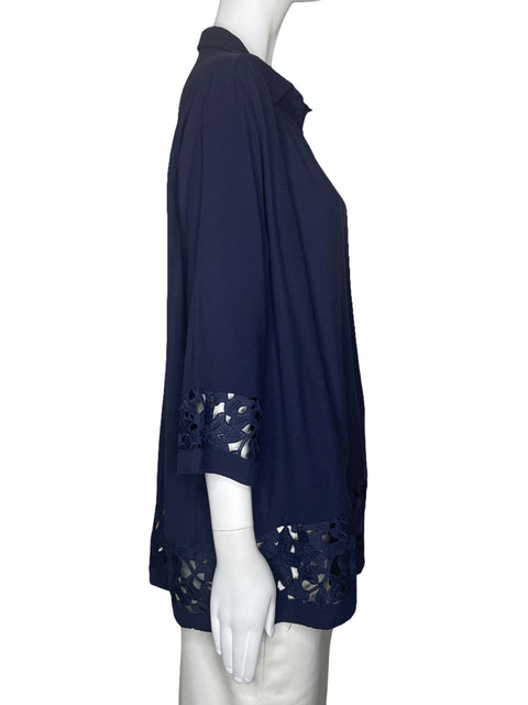 Blusa Koandaily Encaje Flores Azul-Talla XXXL