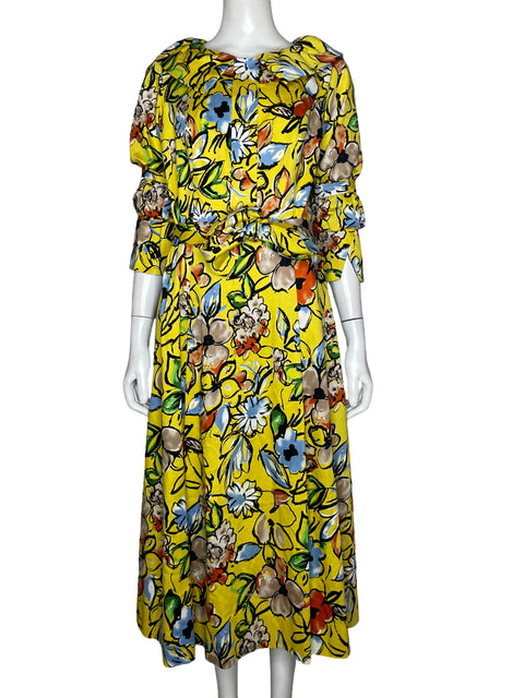 Vestido Tesoro TPS Estampado Amarillo Midi-Talla M