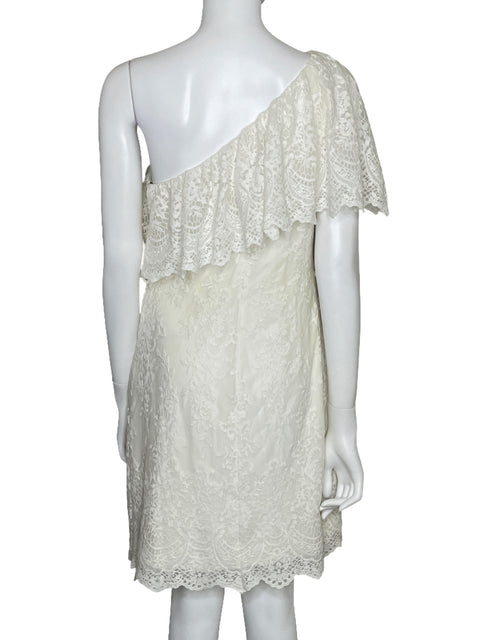 Vestido Ralph Lauren One Shoulder Encaje Blanco-Talla 10
