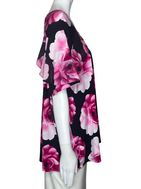 Blusa Calvin Klein Vuelo Floral Negro-Talla XL