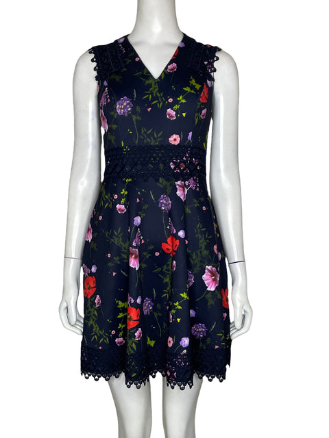 Vestido Ted Baker Floral Encaje Azul-Talla 0