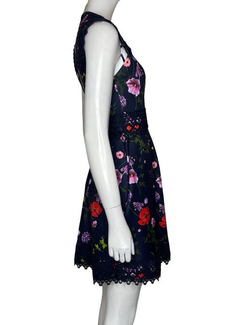 Vestido Ted Baker Floral Encaje Azul-Talla 0