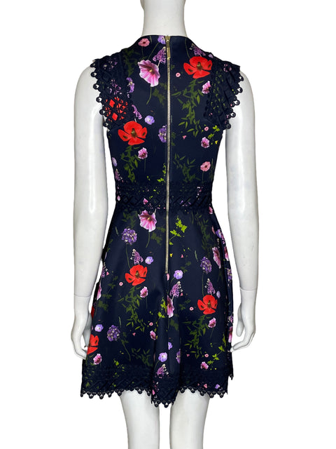 Vestido Ted Baker Floral Encaje Azul-Talla 0