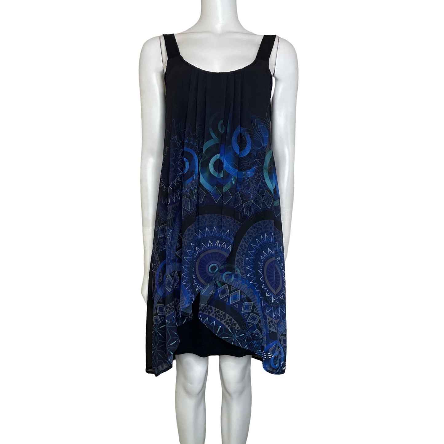 Vestido Desigual Sin Mangas Estampado Azul-Talla
 40