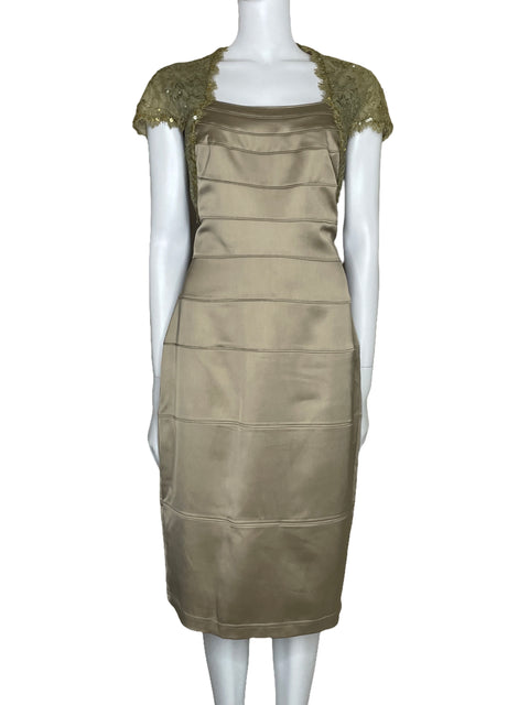 Vestido Tadashi Shoji Lentejuelas Dorado-Talla 12