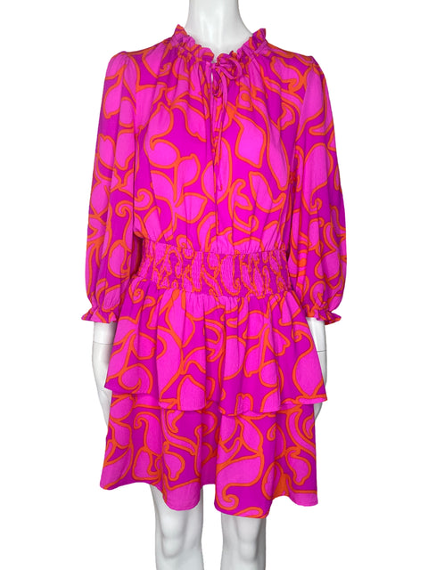 Vestido Sugar+Lips Vuelo Estampado Rosado-Talla M