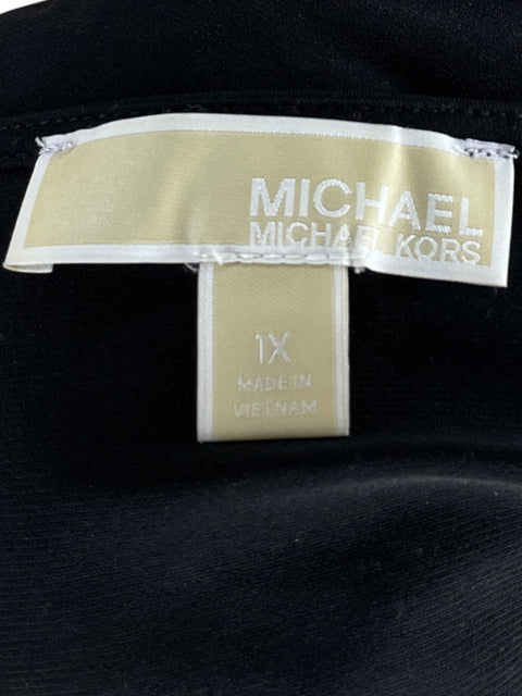 Blusa Michael Kors Manga Larga Escotada Negro-Talla 1X