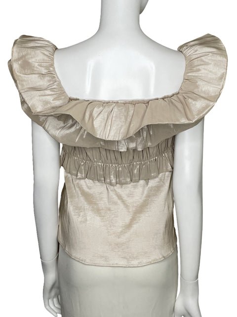 Blusa HossH Vuelos Satinada Beige-Talla 10