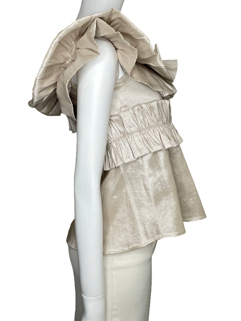 Blusa HossH Vuelos Satinada Beige-Talla 10