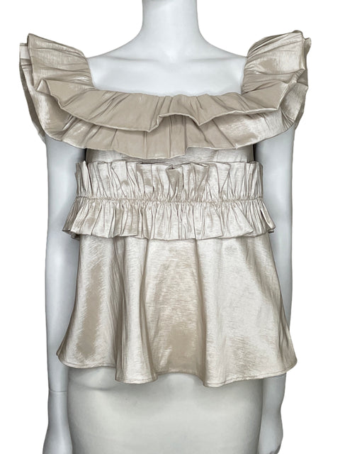 Blusa HossH Vuelos Satinada Beige-Talla 10
