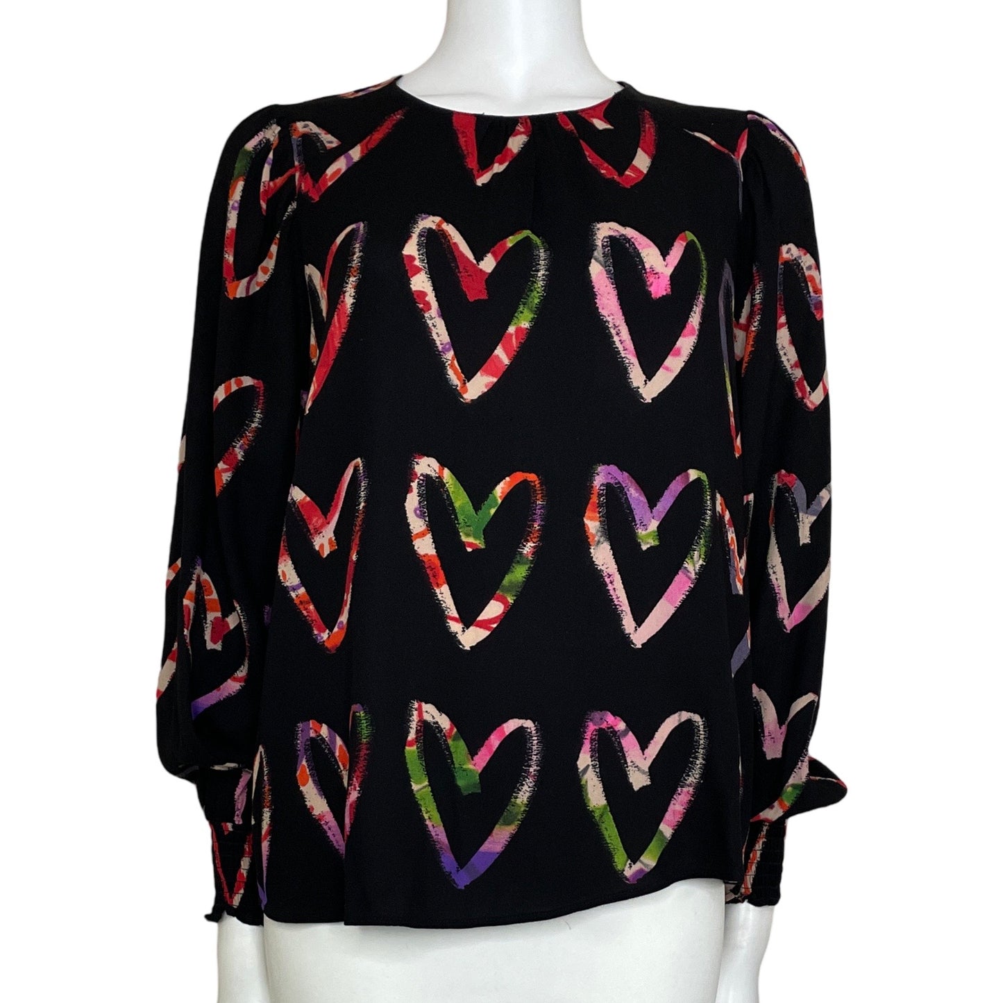 Blusa Desigual Manga Larga Corazones Negro-Talla
 M