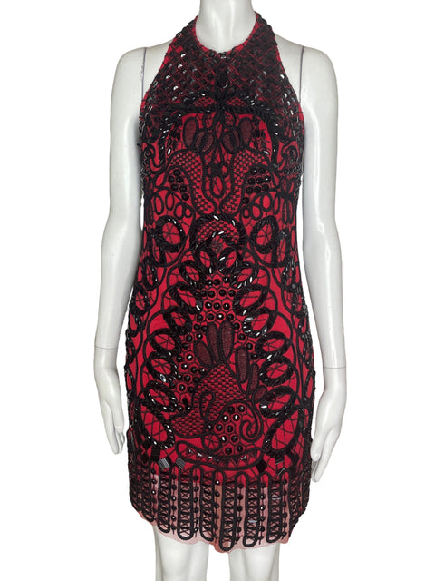 Vestido Gold Label Bicolor Rojo-Negro- Talla M