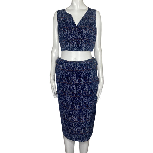 Set Seven.Seven Falda Top Lapiz Top  Estampado 
Azul-Talla M